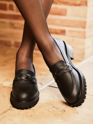 Spell Recycelte Getreide-Leder Vegane Loafers | Schwarz