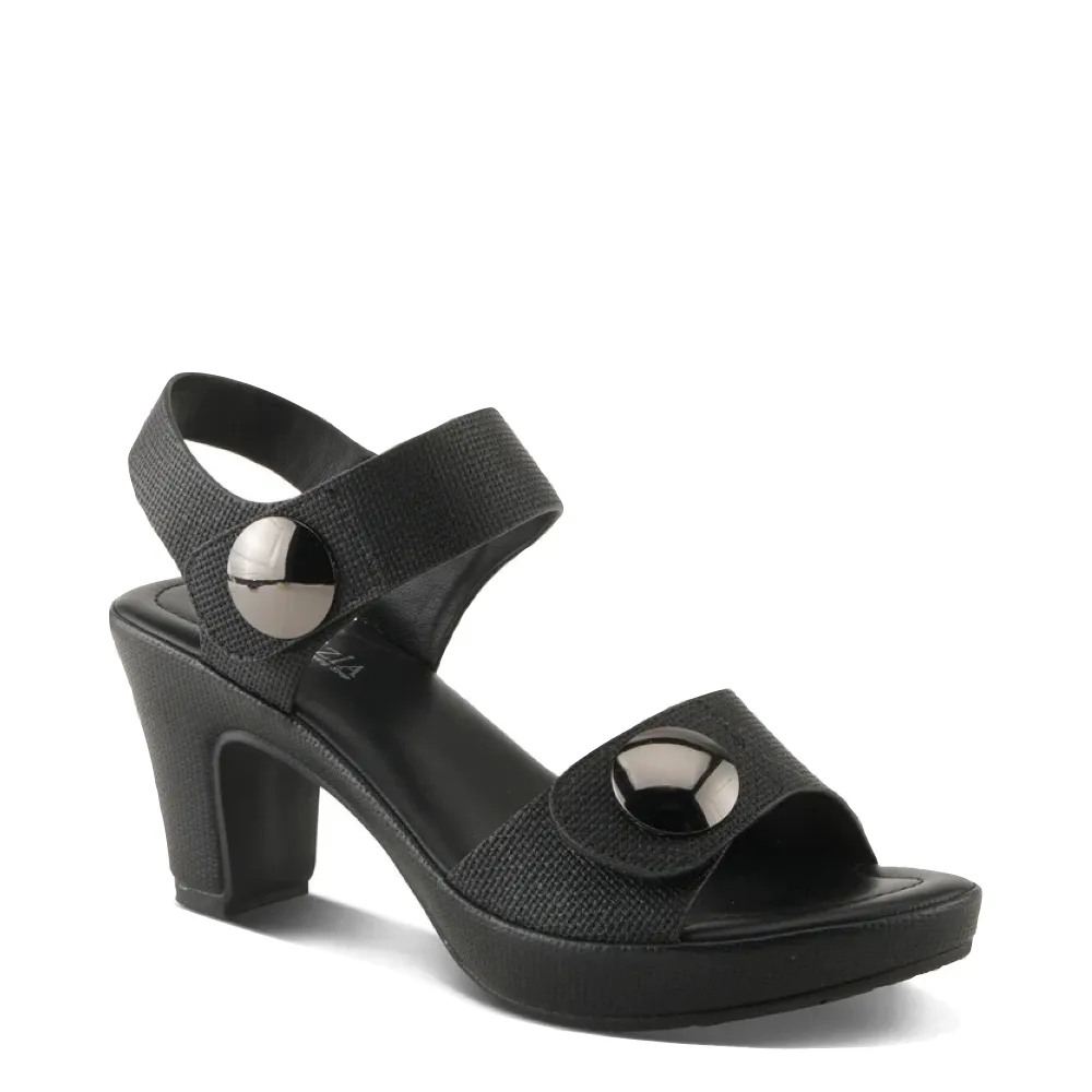 Spring Step Damen Dade Geflochtene Sandale mit Absatz in Schwarz