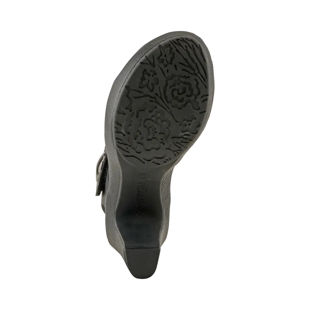 Spring Step Damen Dade Geflochtene Sandale mit Absatz in Schwarz