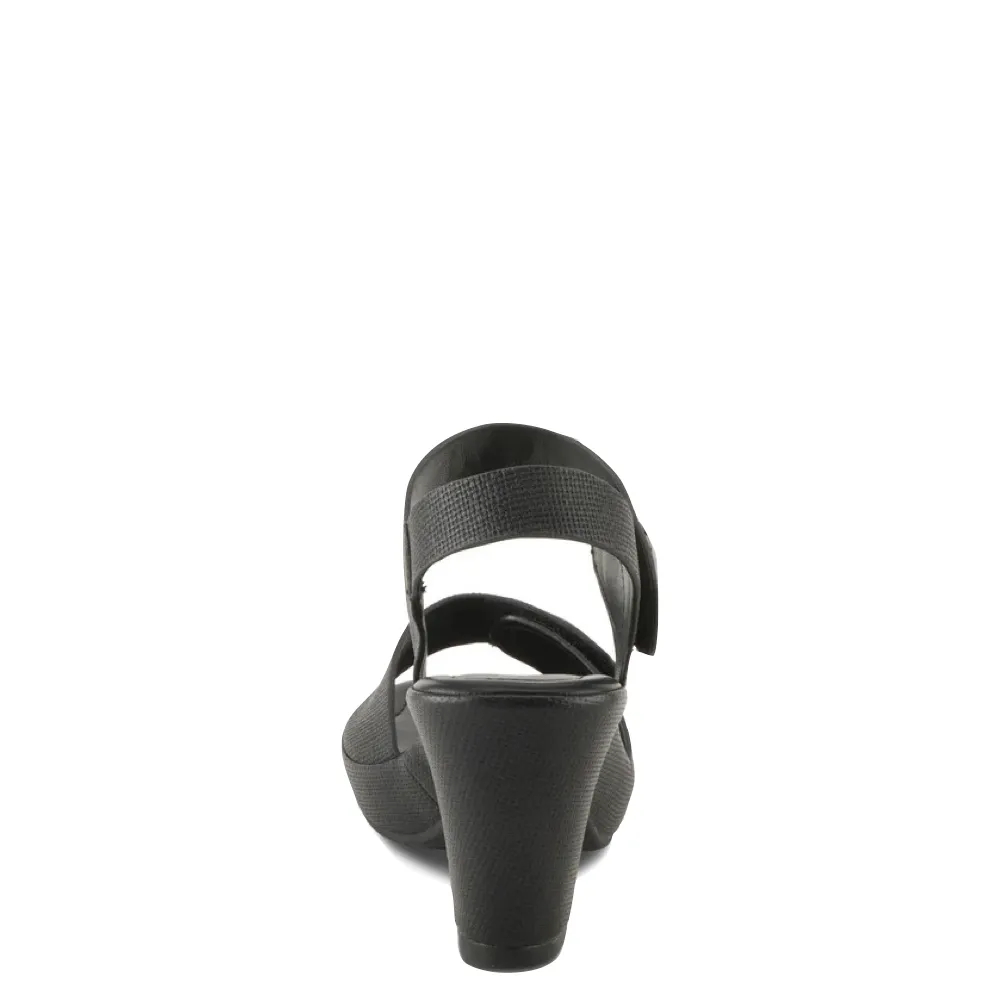 Spring Step Damen Dade Geflochtene Sandale mit Absatz in Schwarz