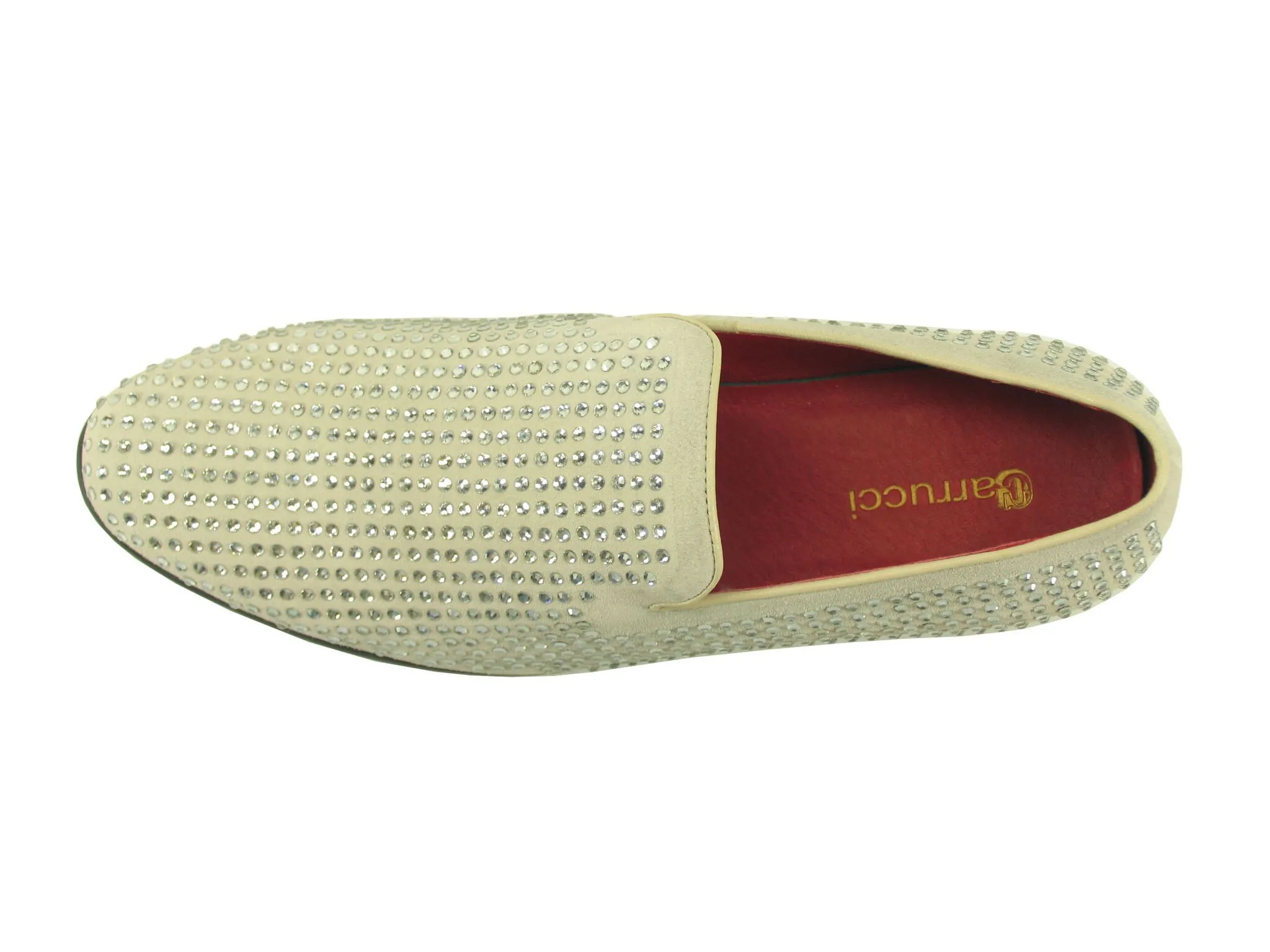 Steppbesetzter Wildleder-Slip-On-Loafer in Beige