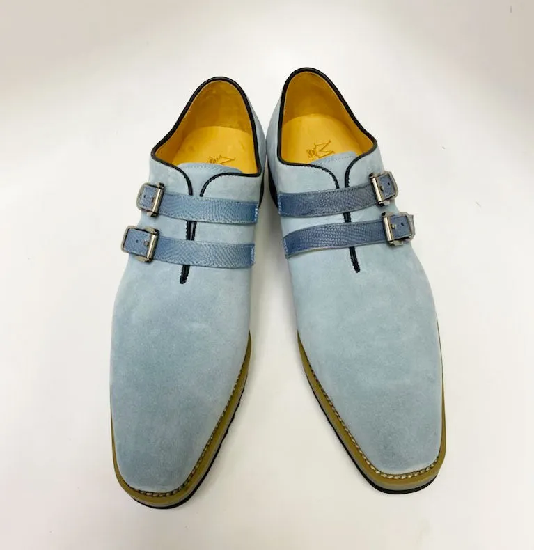 Wildleder-Slip-On-Schuh mit Doppelspange Himmelblau