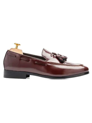 Quasten-Loafer - Braun Glattleder