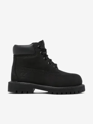 Timberland Kids 6-Zoll wasserdichte Schnürstiefel in Schwarz