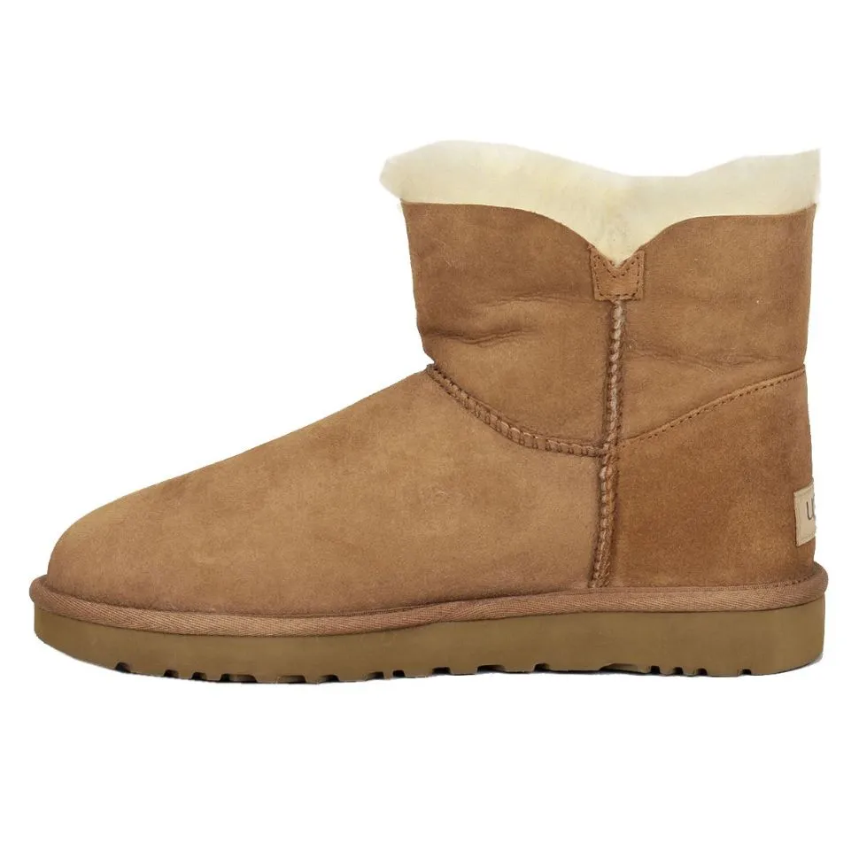 Ugg Mini Bailey Button II Wildleder Schaffell Damen Winterstiefel