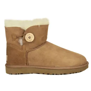 Ugg Mini Bailey Button II Wildleder Schaffell Damen Winterstiefel