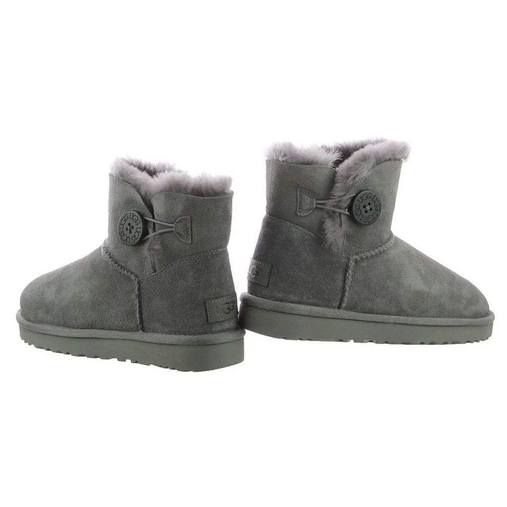 Ugg Mini Bailey Button II Wildleder Schaffell Damen Winterstiefel