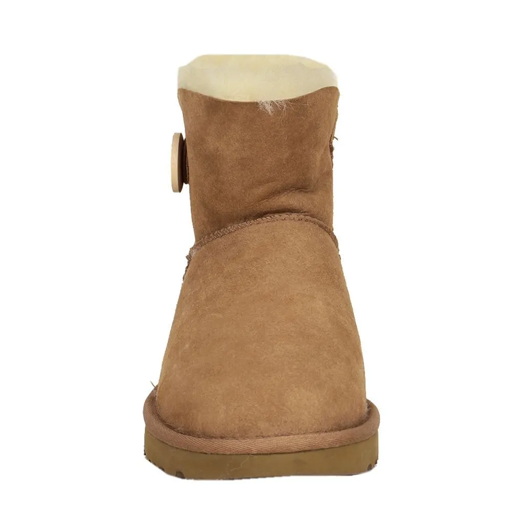 Ugg Mini Bailey Button II Wildleder Schaffell Damen Winterstiefel
