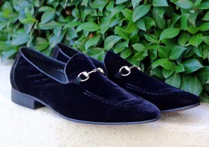 Samtschlupfer Loafer Schwarz
