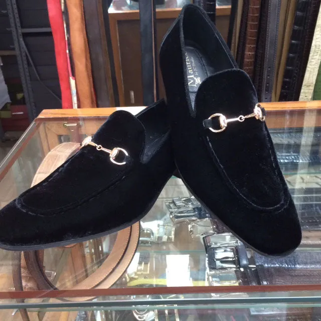 Samtschlupfer Loafer Schwarz