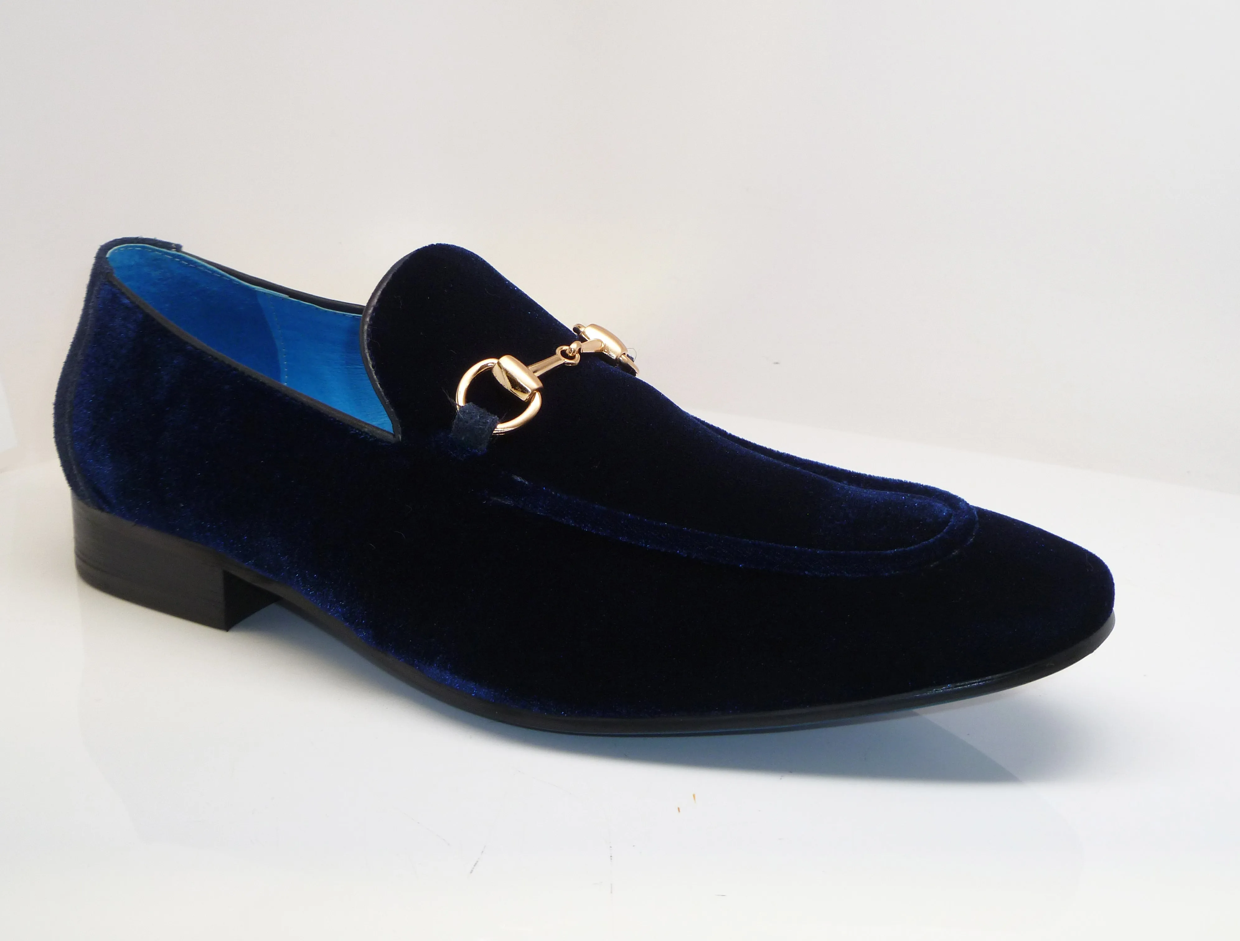 Samt-Slip-On Loafer Blau