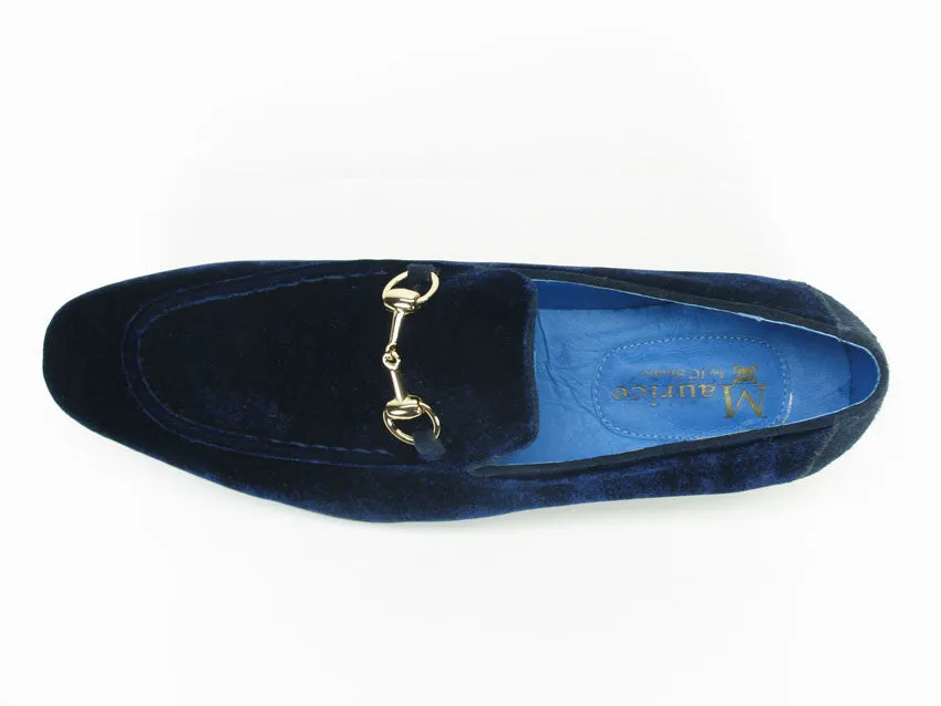 Samt-Slip-On Loafer Blau