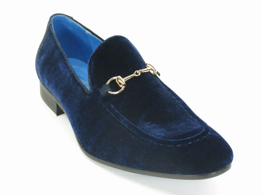 Samt-Slip-On Loafer Blau