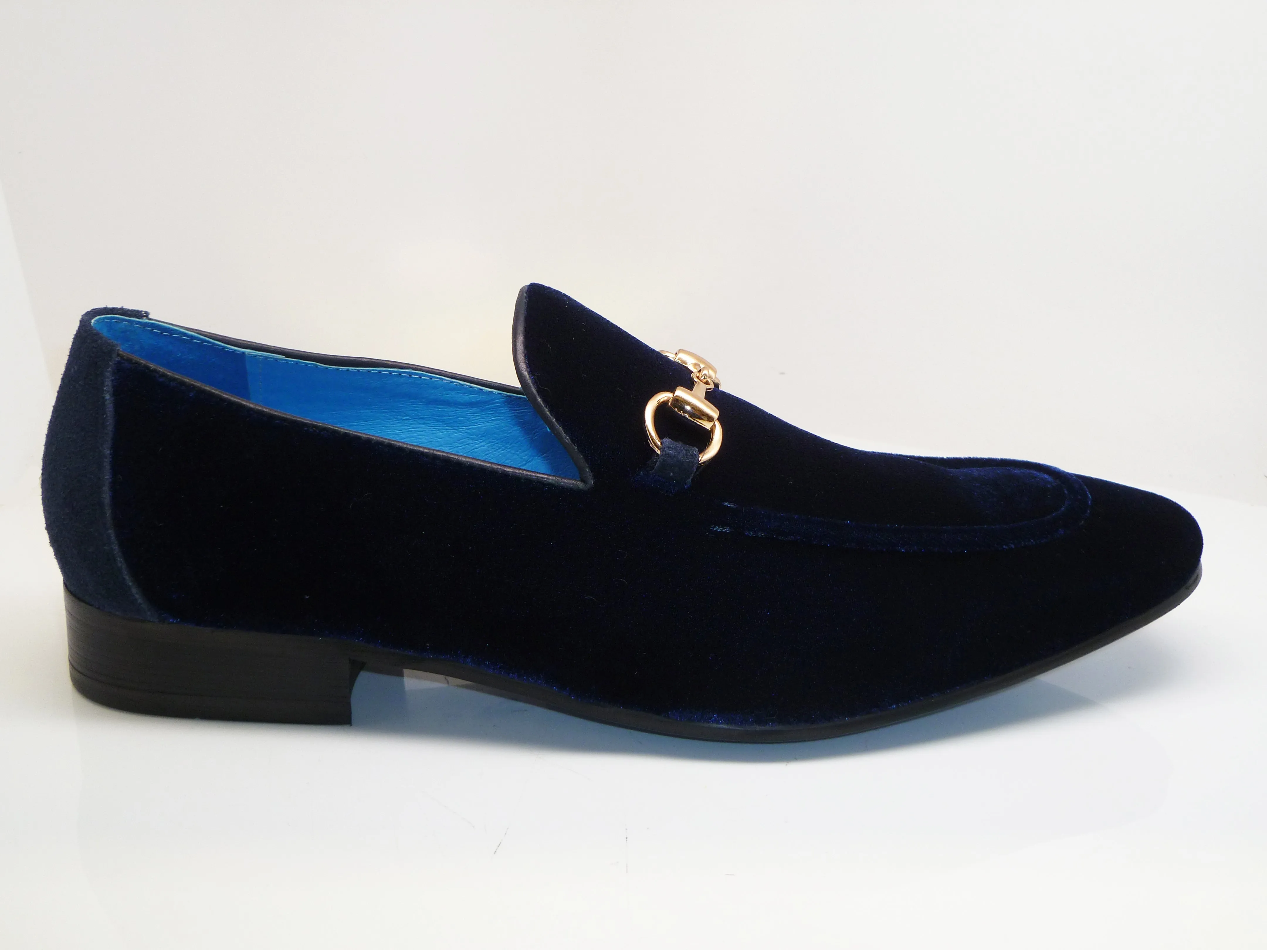 Samt-Slip-On Loafer Blau