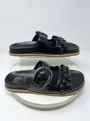 Vince Camuto Größe 12 Kettenoptik-Sandalen in Schwarz & Braun