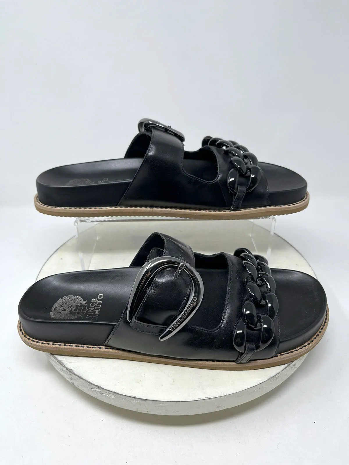 Vince Camuto Größe 12 Kettenoptik-Sandalen in Schwarz & Braun