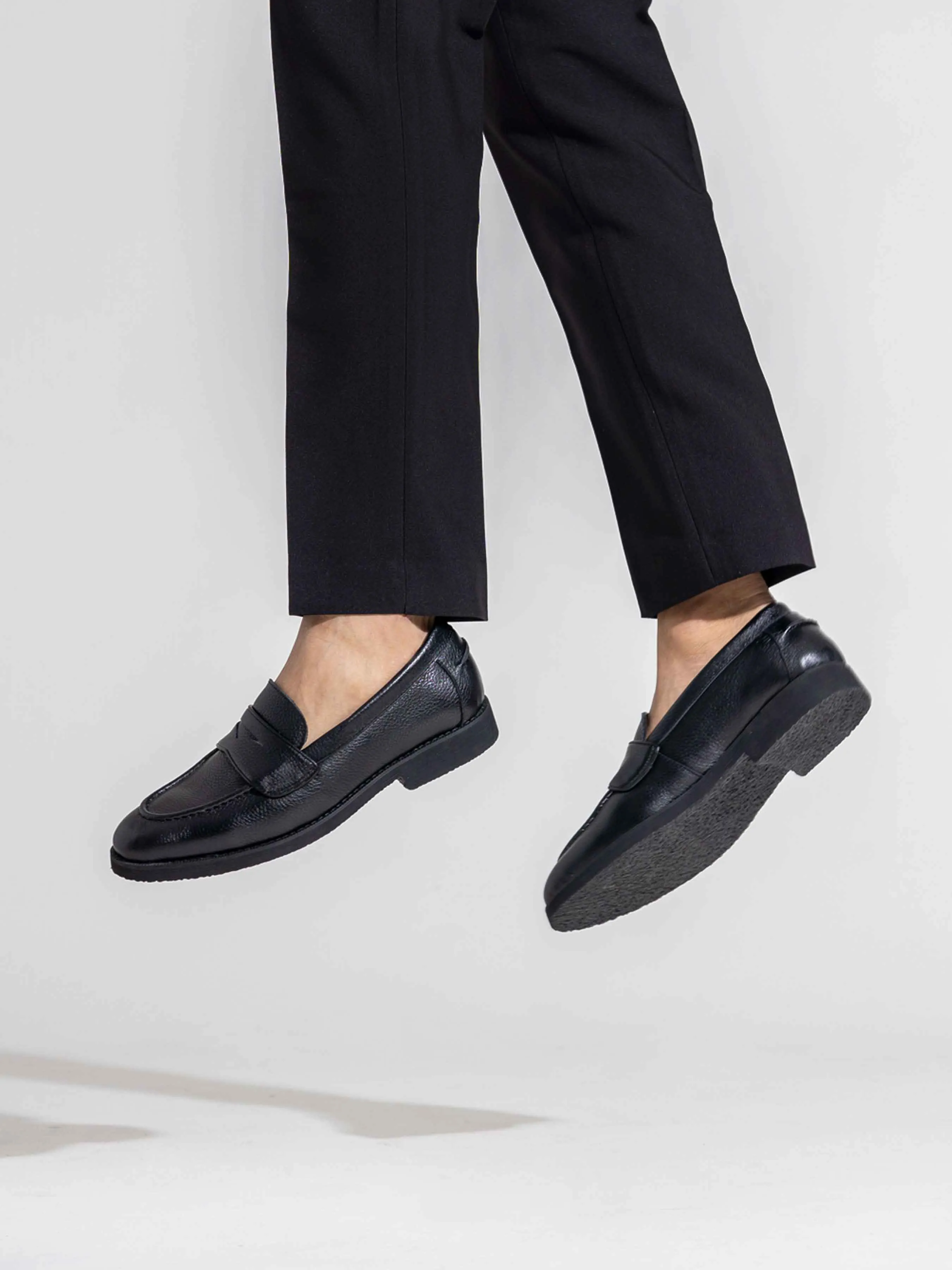 Wayne Penny Loafer - Schwarz Wildleder (Kreppsohle)