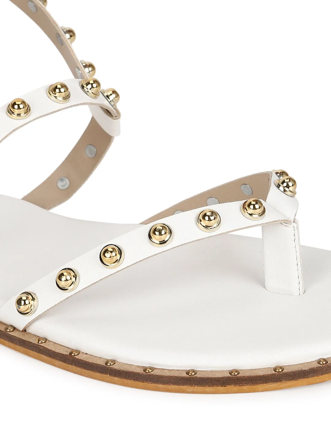 Weiße PU-Sandalen mit Nieten (TC-ST-1209-WHT)