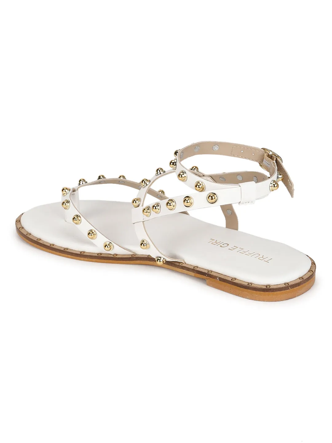 Weiße PU-Sandalen mit Nieten (TC-ST-1209-WHT)