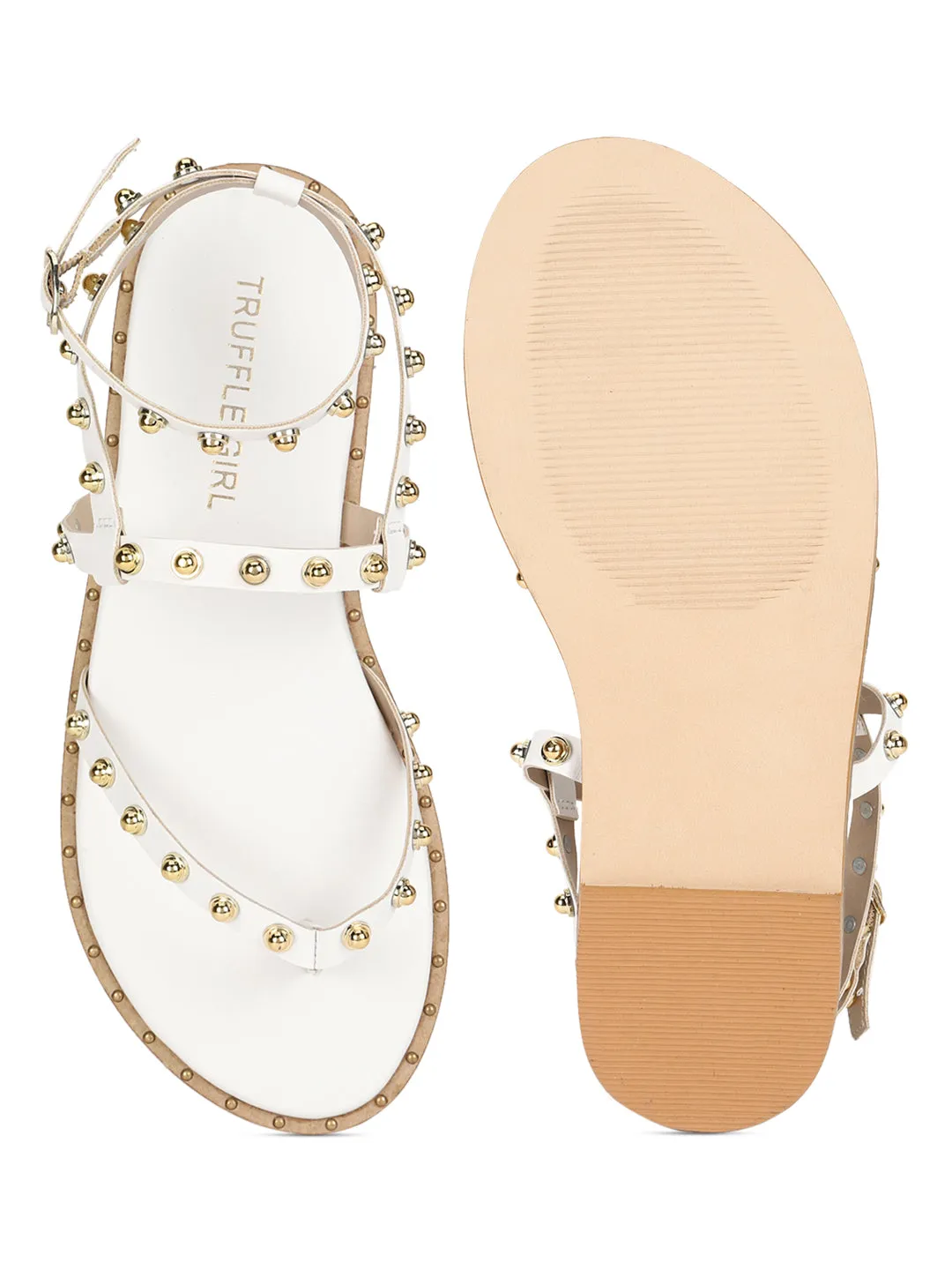 Weiße PU-Sandalen mit Nieten (TC-ST-1209-WHT)