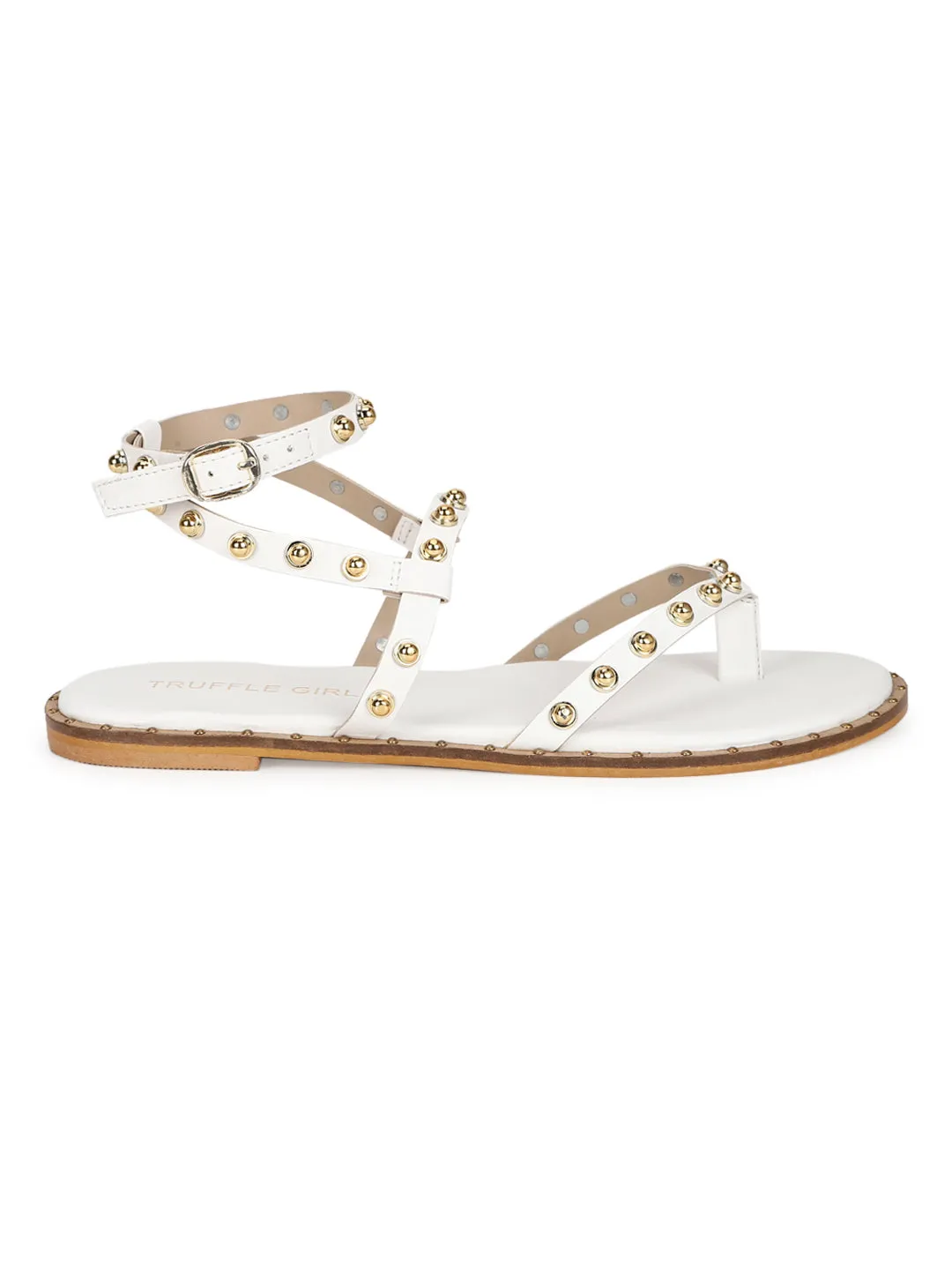 Weiße PU-Sandalen mit Nieten (TC-ST-1209-WHT)