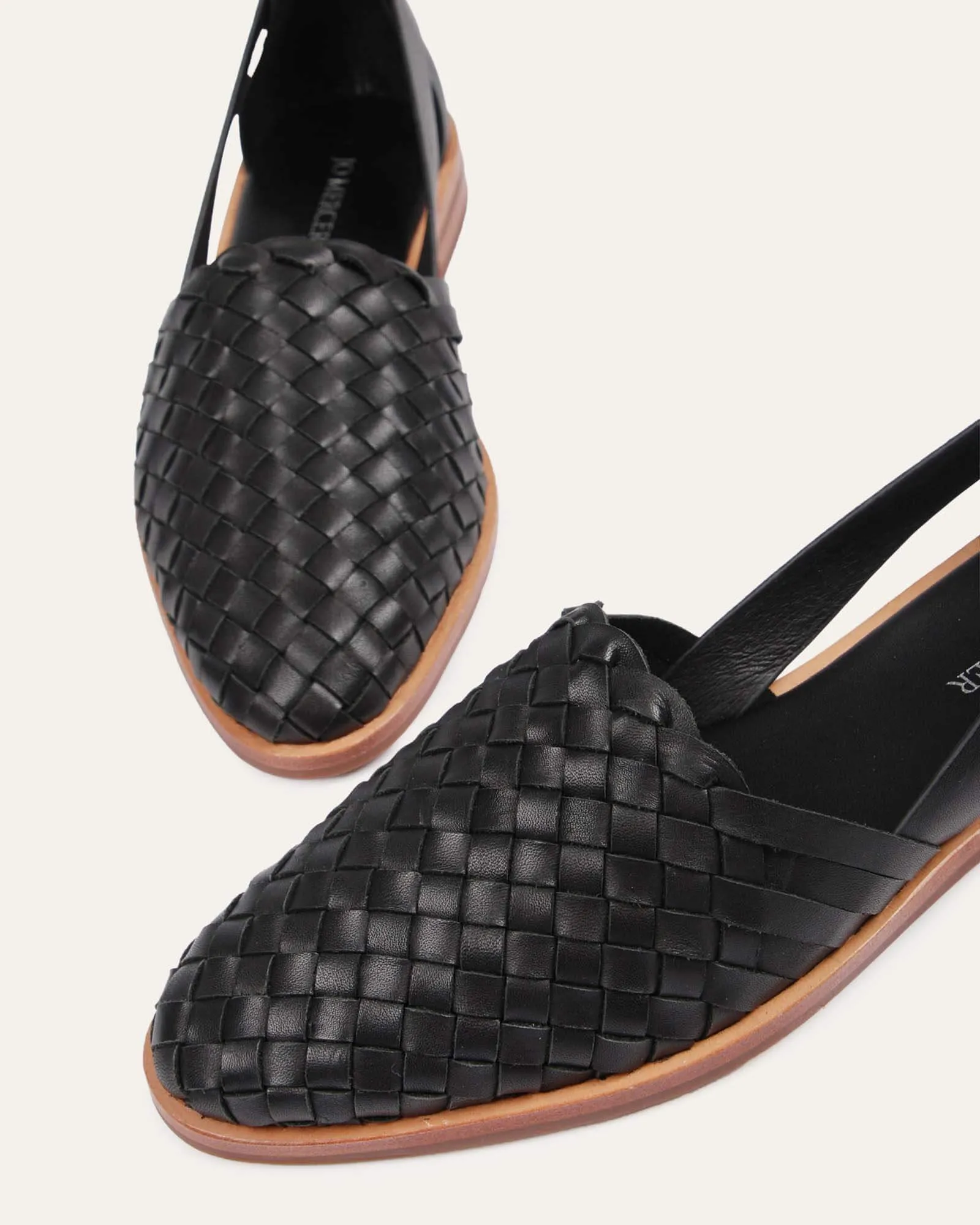 WISDOM CASUAL FLATS SCHWARZES LEDER