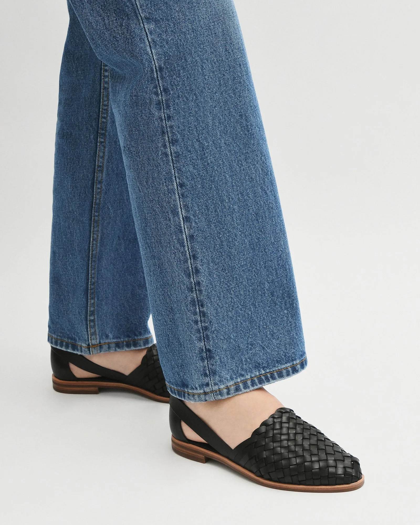 WISDOM CASUAL FLATS SCHWARZES LEDER