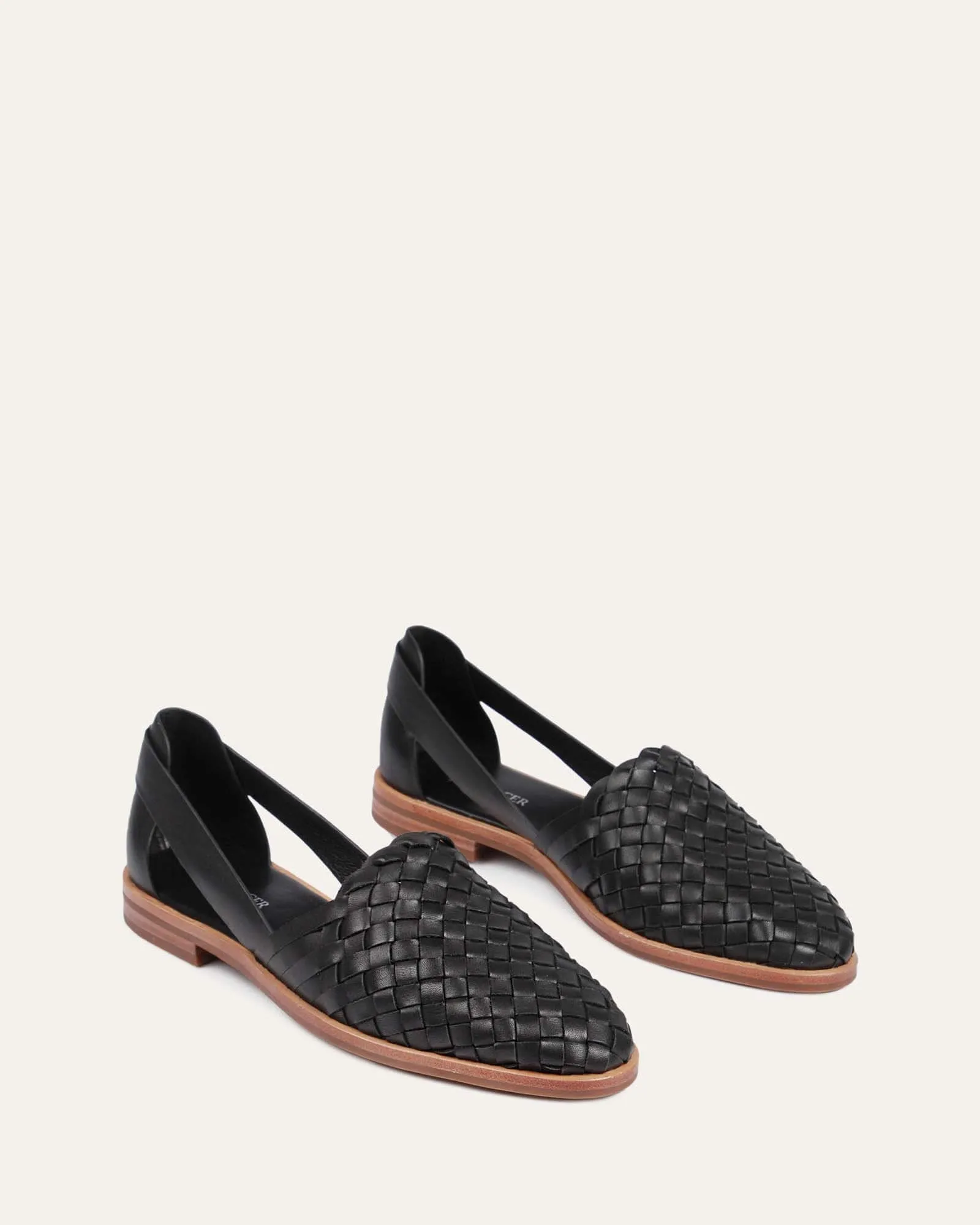 WISDOM CASUAL FLATS SCHWARZES LEDER