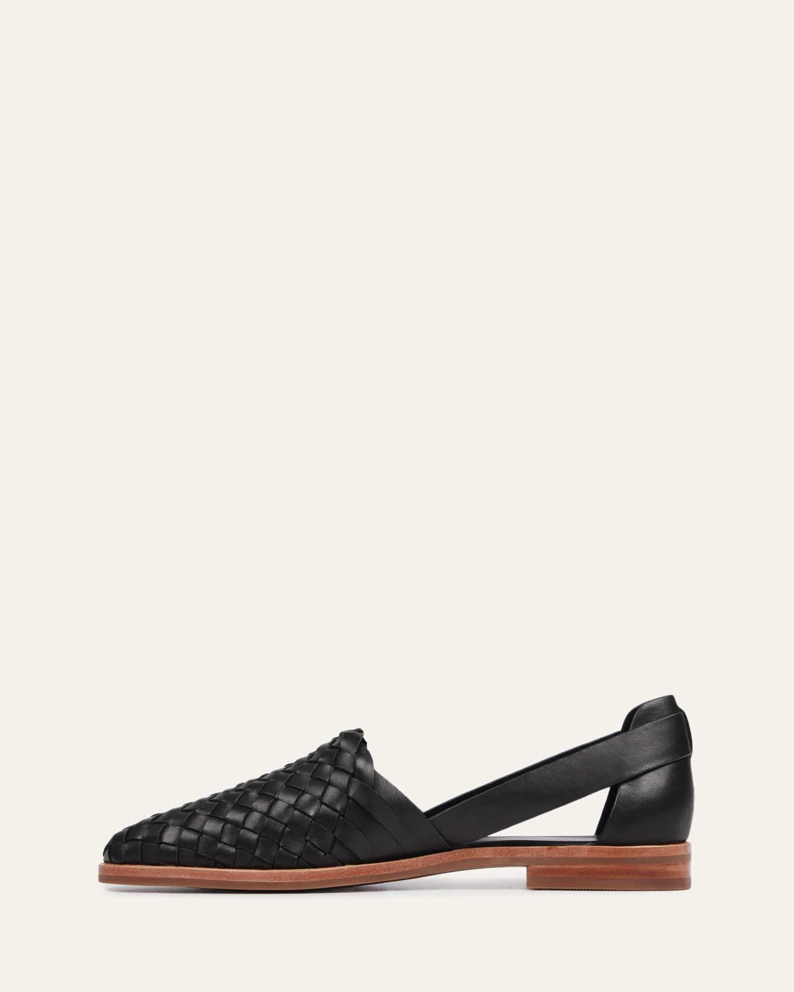 WISDOM CASUAL FLATS SCHWARZES LEDER