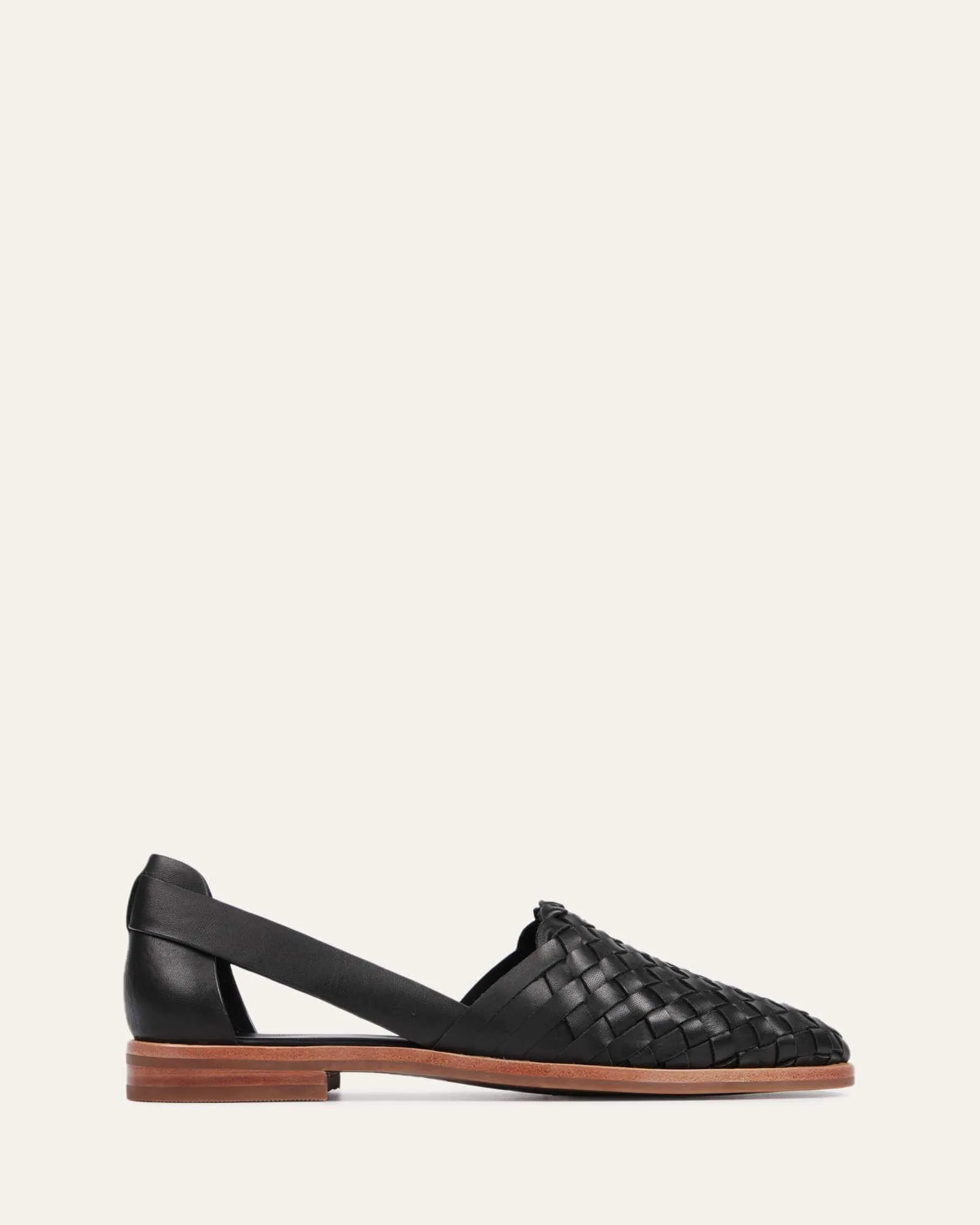 WISDOM CASUAL FLATS SCHWARZES LEDER