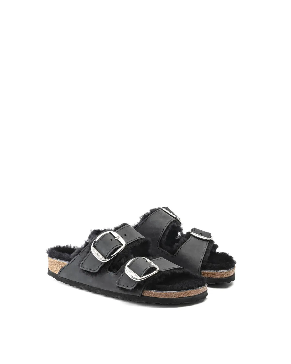 Damen-Sandalen mit großer Schnalle in Schwarz