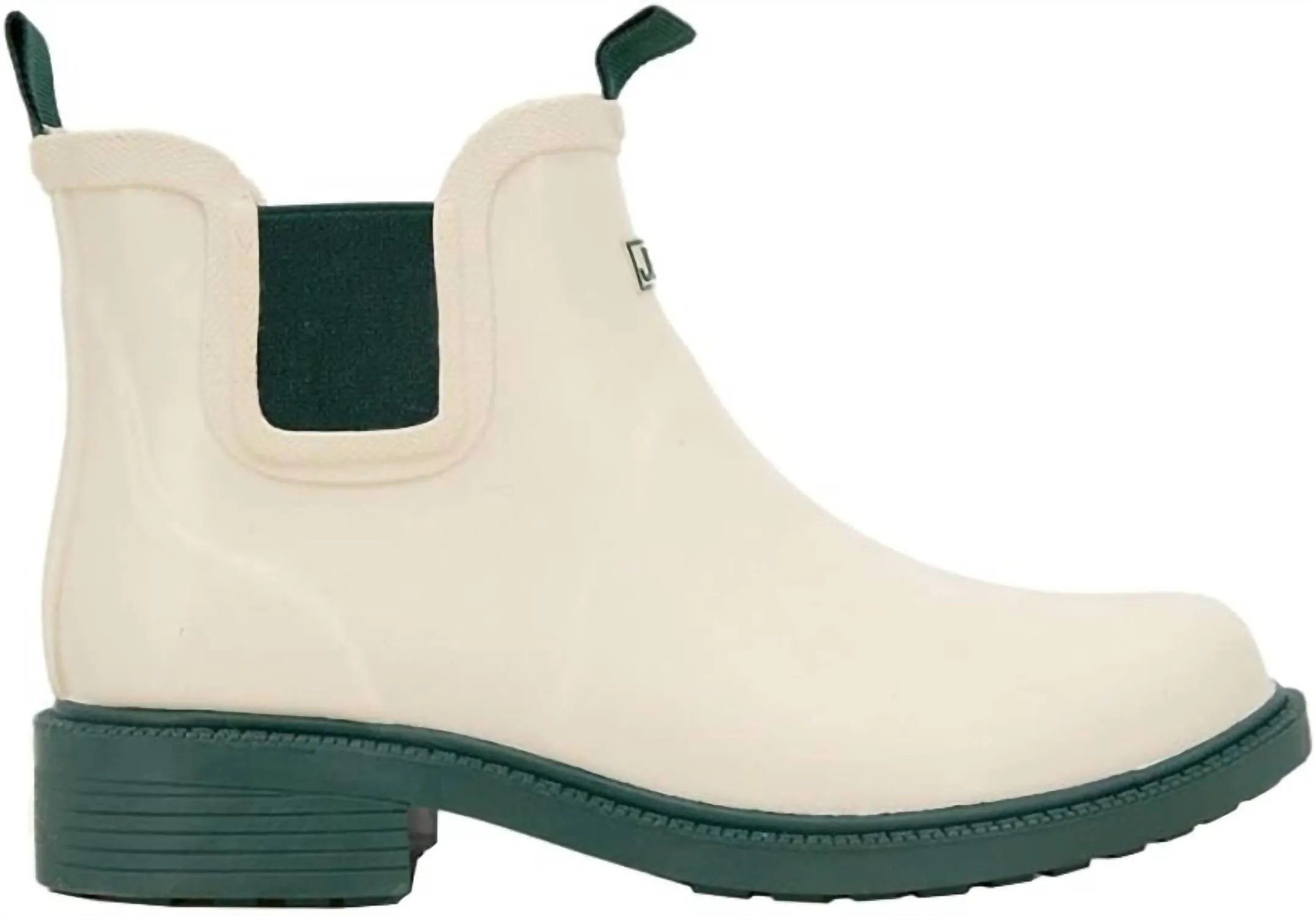 Damen Chelsea Blumen Regenstiefel in Creme und Jägergrün von ecco