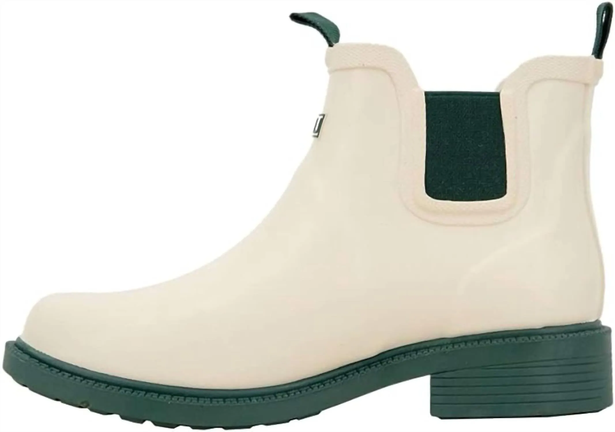 Damen Chelsea Blumen Regenstiefel in Creme und Jägergrün von ecco