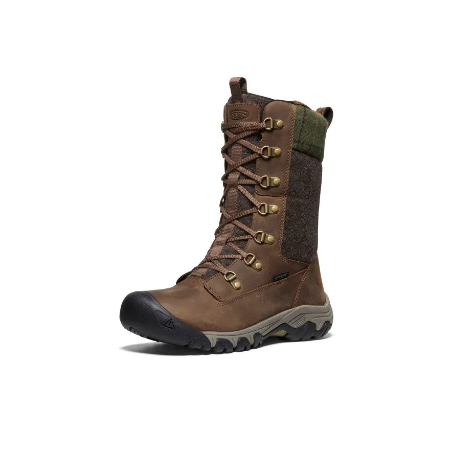 Damen Greta Stiefel wasserdicht hoch  |  Dunkle Erde/Grün kariert