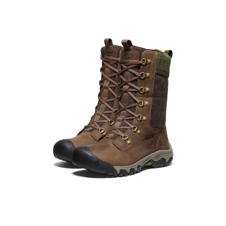 Damen Greta Stiefel wasserdicht hoch  |  Dunkle Erde/Grün kariert