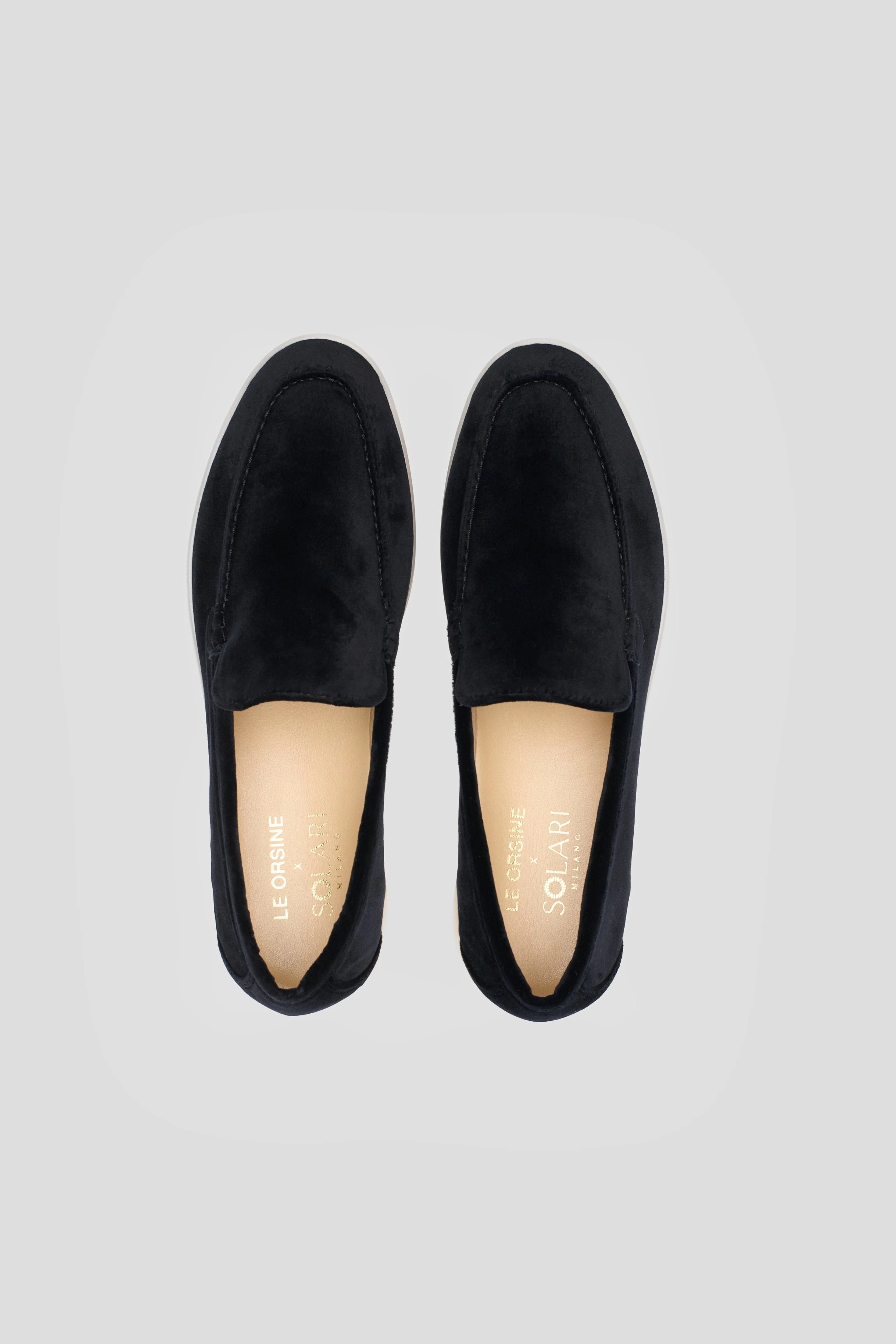 Damen Samt-Vegan-Loafer | Schwarz
