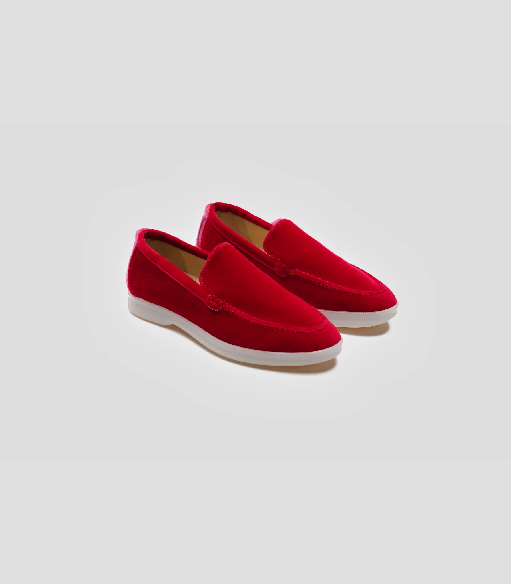 Damen Samt-Vegan-Loafer | Rot