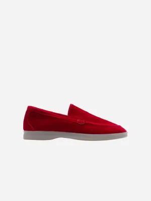 Damen Samt-Vegan-Loafer | Rot